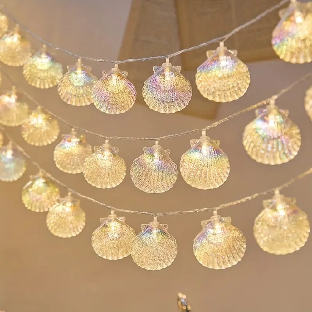 Seashells Fairy Lights - USB Powered with 20 LED Seashell - 9.8ft
